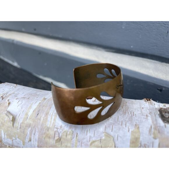 Vintage Copper Cutout Leaf Cuff Bracelet 1950s Mid Century Modern MCM Southwest - Picture 4 of 8